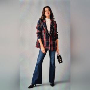 Fore Collection - Double-Breasted Tartan Plaid Blazer